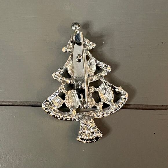 Vintage Rhinestone Christmas Tree Brooch – Red, Green & Purple Stones, - Picture 2 of 3
